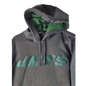 Nike New York Jets NFL Therma-FIT Hoodie Mens Large Gray Green Onfield Apparel